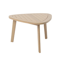 Outdoor Side End Table, 28 Inch Slatted Triangle Top, Natural Brown - BM344835