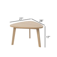 Outdoor Side End Table, 28 Inch Slatted Triangle Top, Natural Brown - BM344835