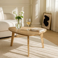 Outdoor Side End Table, 28 Inch Slatted Triangle Top, Natural Brown - BM344835