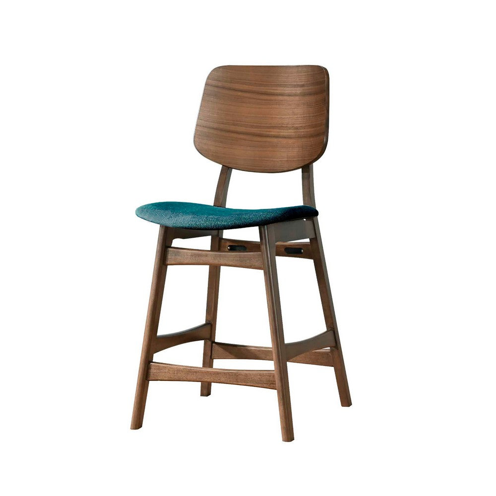 Scar Counter Height Chair Set of 2, Teal Green Cushion, Walnut Brown - BM344836