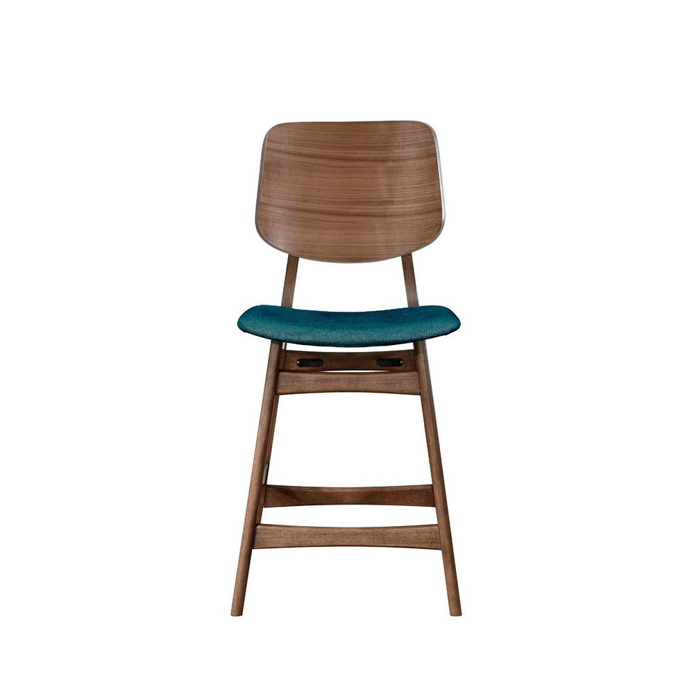 Scar Counter Height Chair Set of 2, Teal Green Cushion, Walnut Brown - BM344836