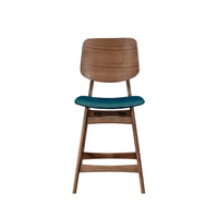Scar Counter Height Chair Set of 2, Teal Green Cushion, Walnut Brown - BM344836