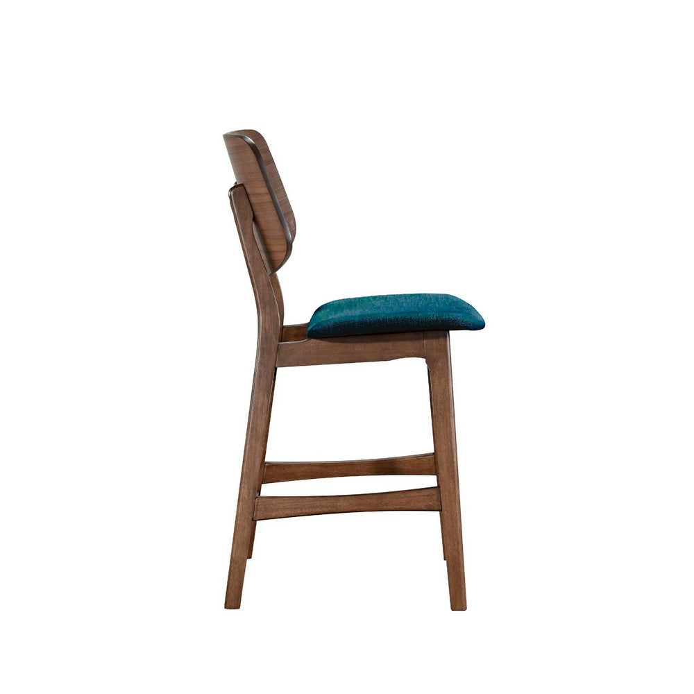 Scar Counter Height Chair Set of 2, Teal Green Cushion, Walnut Brown - BM344836