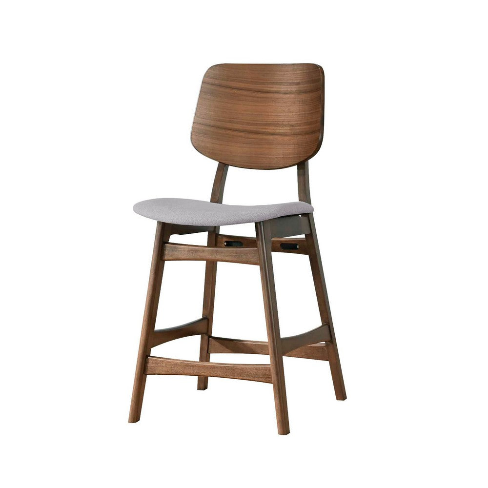 Scar Counter Height Chair Set of 2, Light Gray Cushion, Walnut Brown - BM344837
