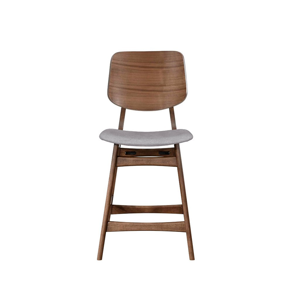 Scar Counter Height Chair Set of 2, Light Gray Cushion, Walnut Brown - BM344837
