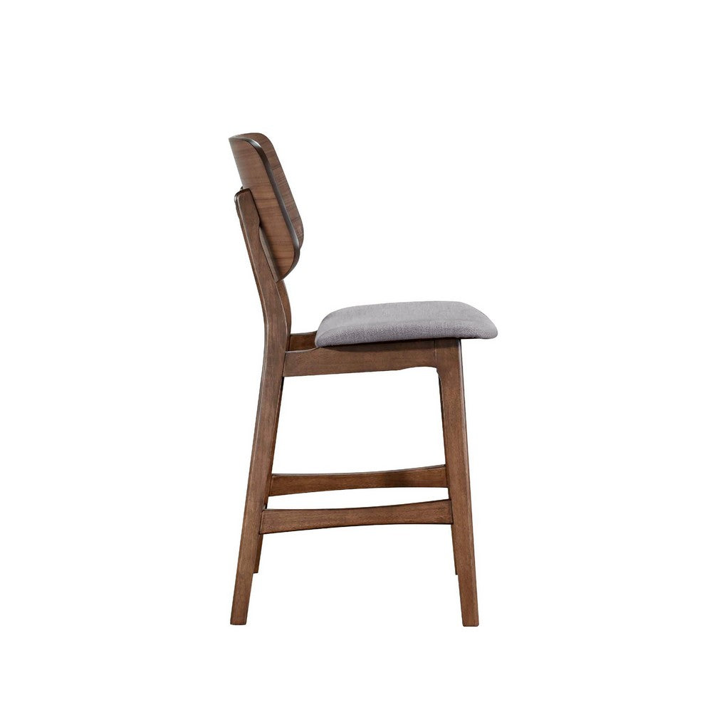 Scar Counter Height Chair Set of 2, Light Gray Cushion, Walnut Brown - BM344837
