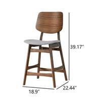 Scar Counter Height Chair Set of 2, Light Gray Cushion, Walnut Brown - BM344837