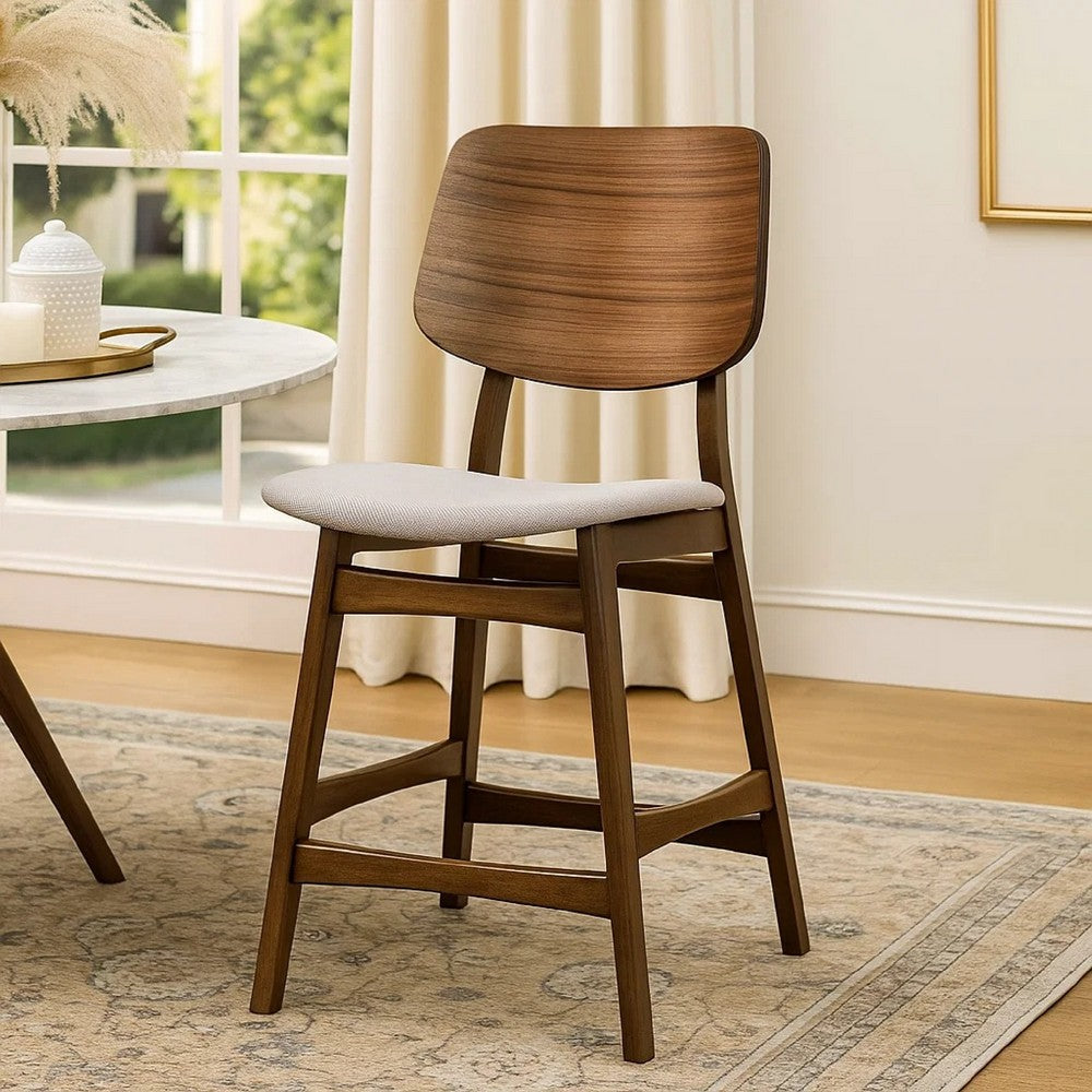 Scar Counter Height Chair Set of 2, Light Gray Cushion, Walnut Brown - BM344837