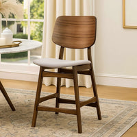 Scar Counter Height Chair Set of 2, Light Gray Cushion, Walnut Brown - BM344837