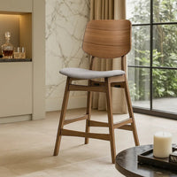 Scar Counter Height Chair Set of 2, Light Gray Cushion, Walnut Brown - BM344837