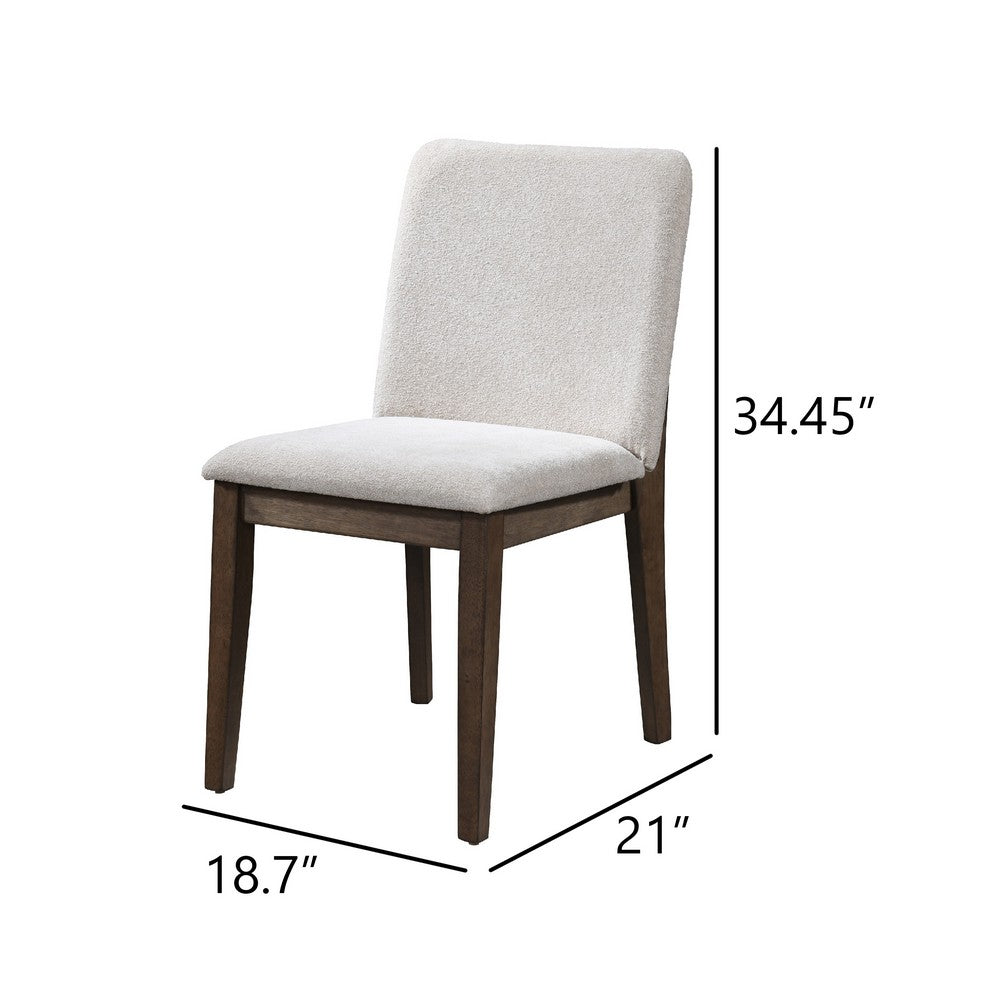 Ony Dining Side Chair Set of 2, Cream Seat & Back Cushion, Brown - BM344838