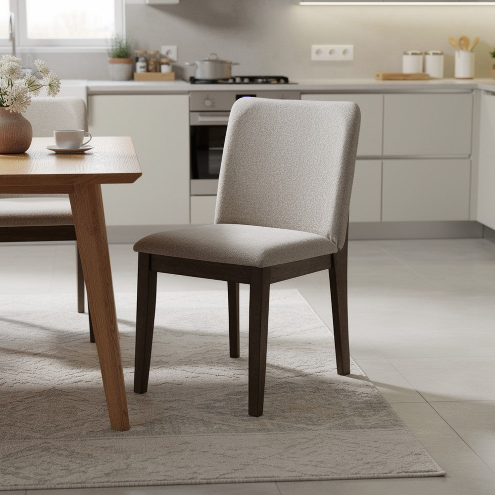 Ony Dining Side Chair Set of 2, Cream Seat & Back Cushion, Brown - BM344838