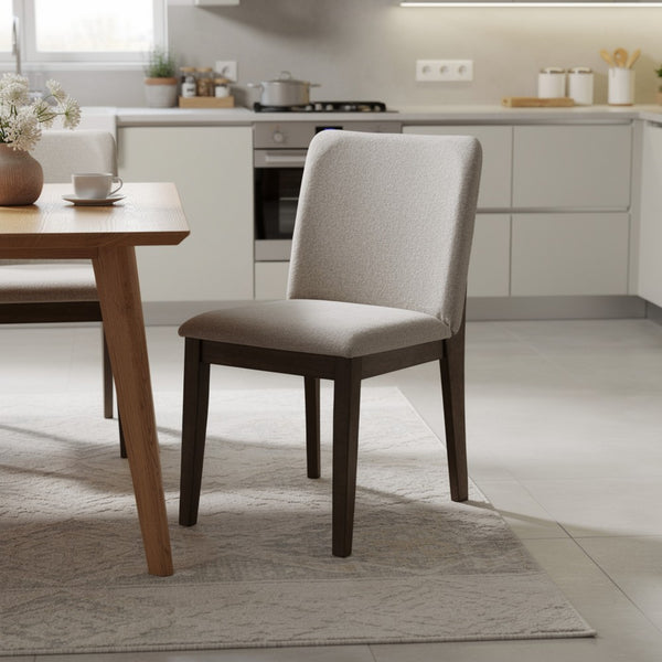 Ony Dining Side Chair Set of 2, Cream Seat & Back Cushion, Brown - BM344838