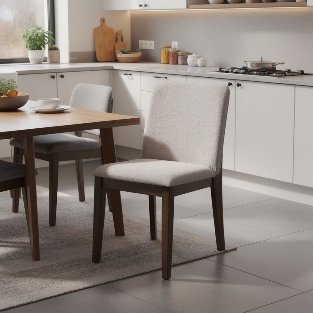 Ony Dining Side Chair Set of 2, Cream Seat & Back Cushion, Brown - BM344838