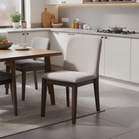 Ony Dining Side Chair Set of 2, Cream Seat & Back Cushion, Brown - BM344838