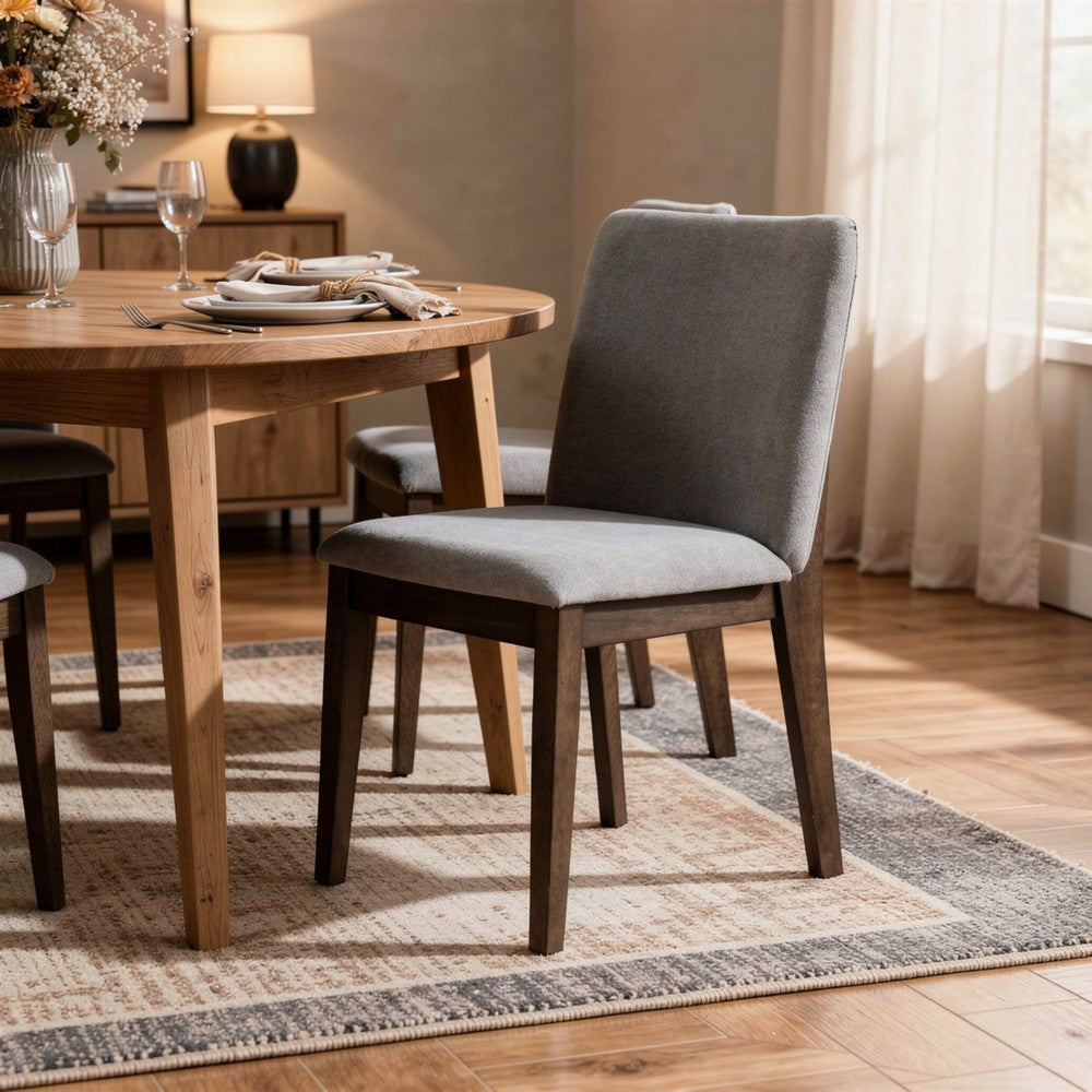 Ony Dining Side Chair Set of 2, Seat & Back Cushion, Stone Gray, Black - BM344840