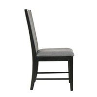 Sevy Dining Side Chair Set of 2, Gray Ribbed Back, Black Rubberwood - BM344841