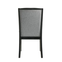 Sevy Dining Side Chair Set of 2, Gray Ribbed Back, Black Rubberwood - BM344841