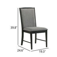 Sevy Dining Side Chair Set of 2, Gray Ribbed Back, Black Rubberwood - BM344841