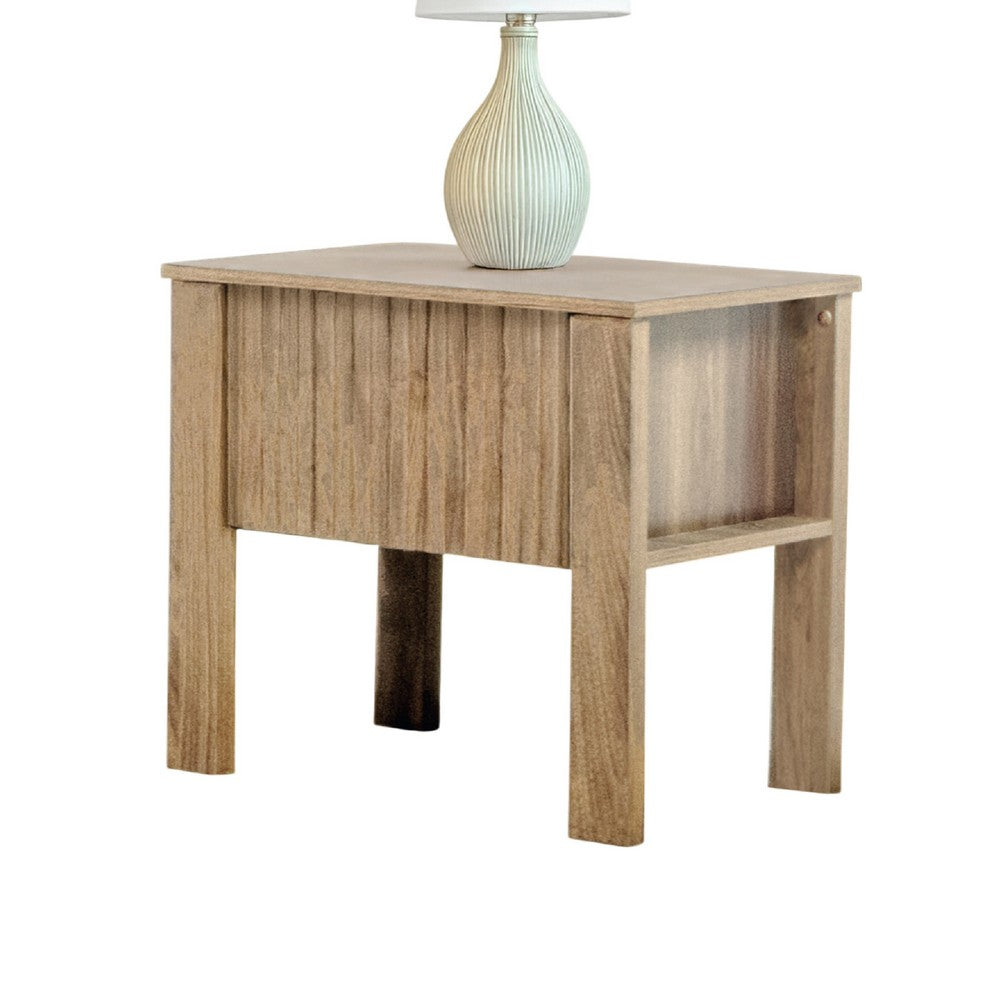 Modern Side End Table, 1 Drawer, Natural Oak Brown, 22x16 Inch Top - BM344842