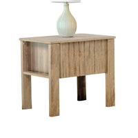 Modern Side End Table, 1 Drawer, Natural Oak Brown, 22x16 Inch Top - BM344842