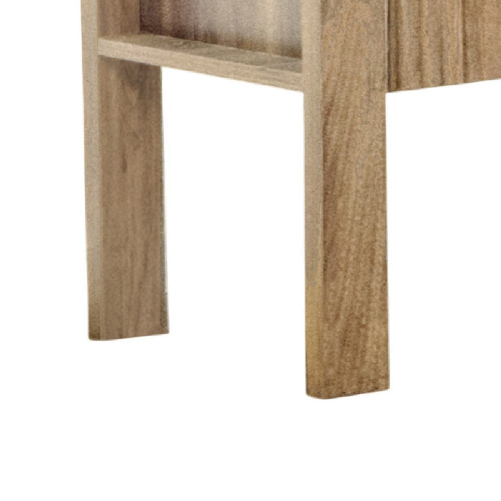 Modern Side End Table, 1 Drawer, Natural Oak Brown, 22x16 Inch Top - BM344842