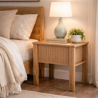 Modern Side End Table, 1 Drawer, Natural Oak Brown, 22x16 Inch Top - BM344842