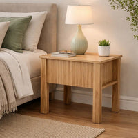 Modern Side End Table, 1 Drawer, Natural Oak Brown, 22x16 Inch Top - BM344842