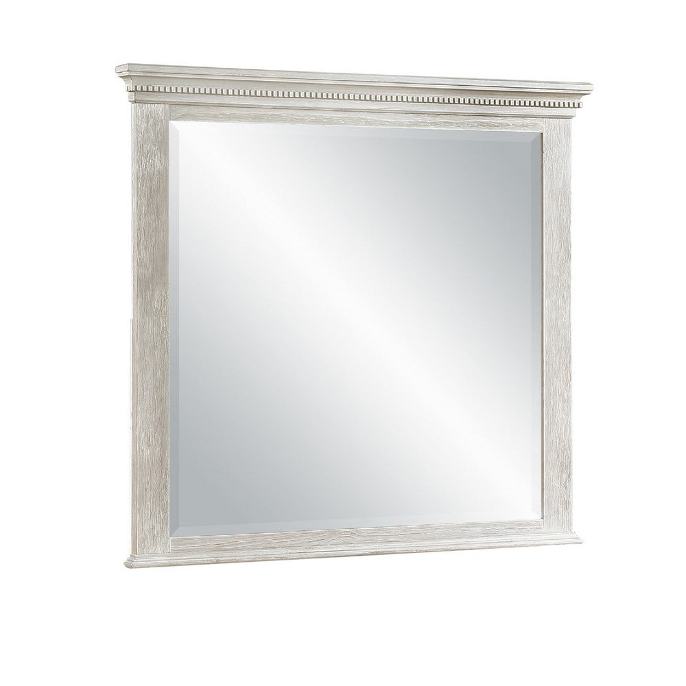 Vanity Dresser Mirror, Crown Moldings, Mist Gray, 42 Inch - BM344843