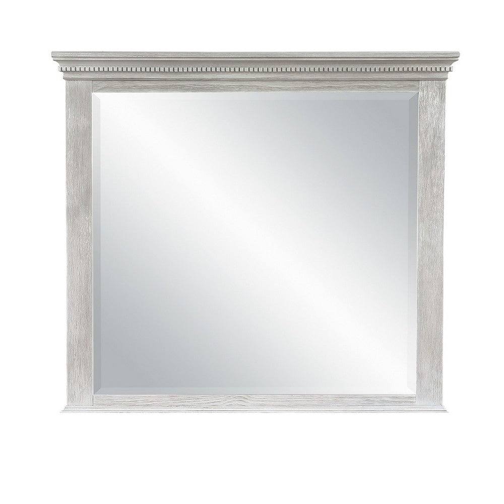 Vanity Dresser Mirror, Crown Moldings, Mist Gray, 42 Inch - BM344843