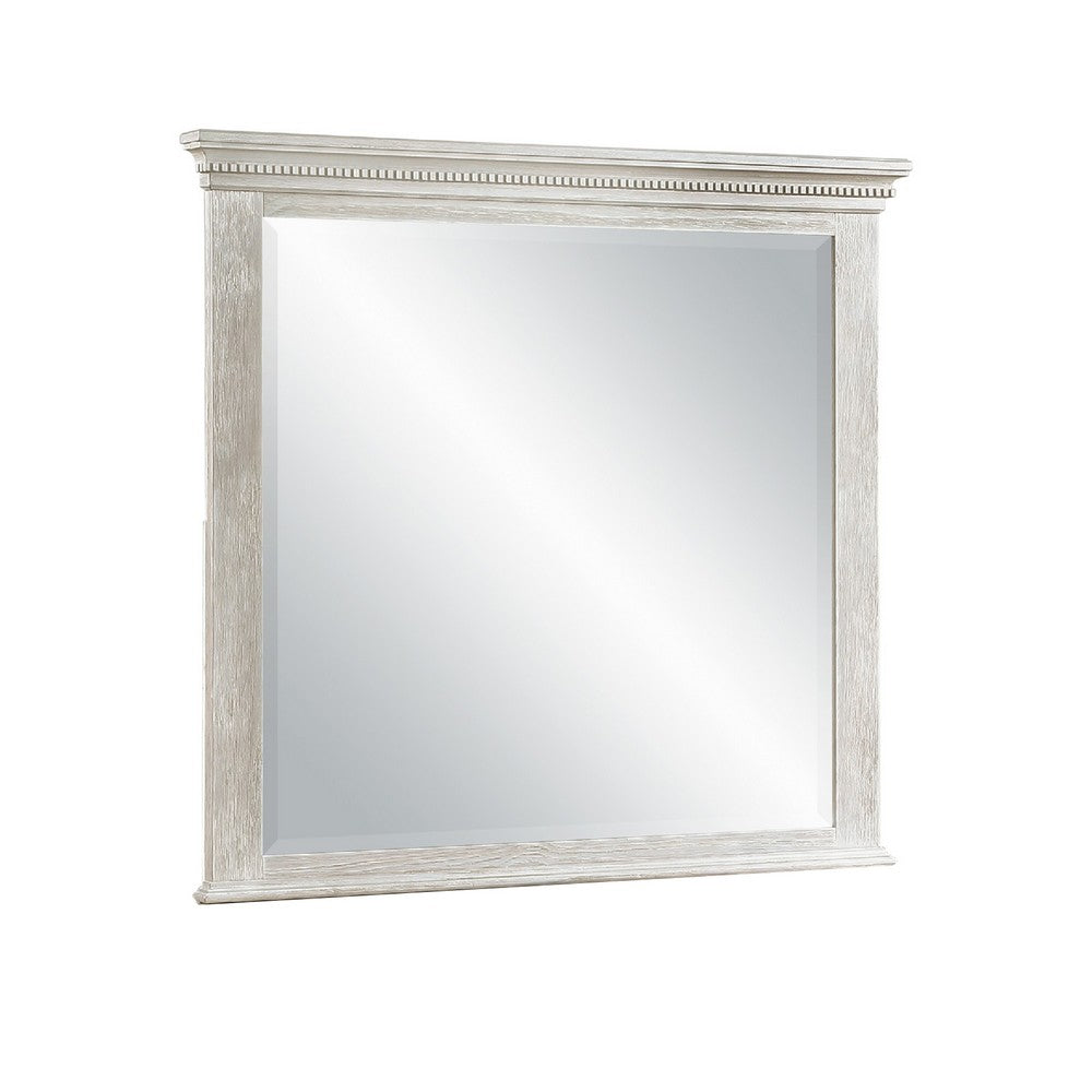 Vanity Dresser Mirror, Crown Moldings, Mist Gray, 42 Inch - BM344843
