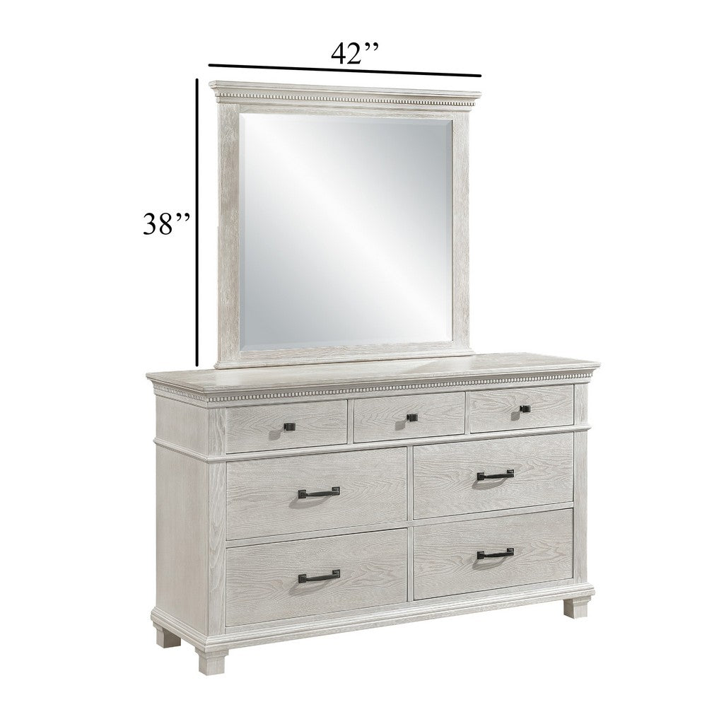 Vanity Dresser Mirror, Crown Moldings, Mist Gray, 42 Inch - BM344843