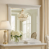 Vanity Dresser Mirror, Crown Moldings, Mist Gray, 42 Inch - BM344843