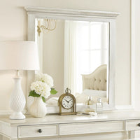 Vanity Dresser Mirror, Crown Moldings, Mist Gray, 42 Inch - BM344843