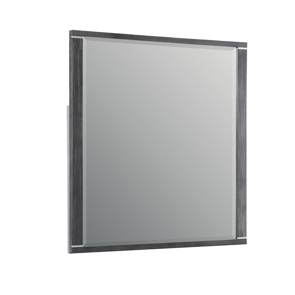 Odiy Vanity Dresser Mirror, Charcoal Gray, 42 Inch Solid Pine Wood - BM344844