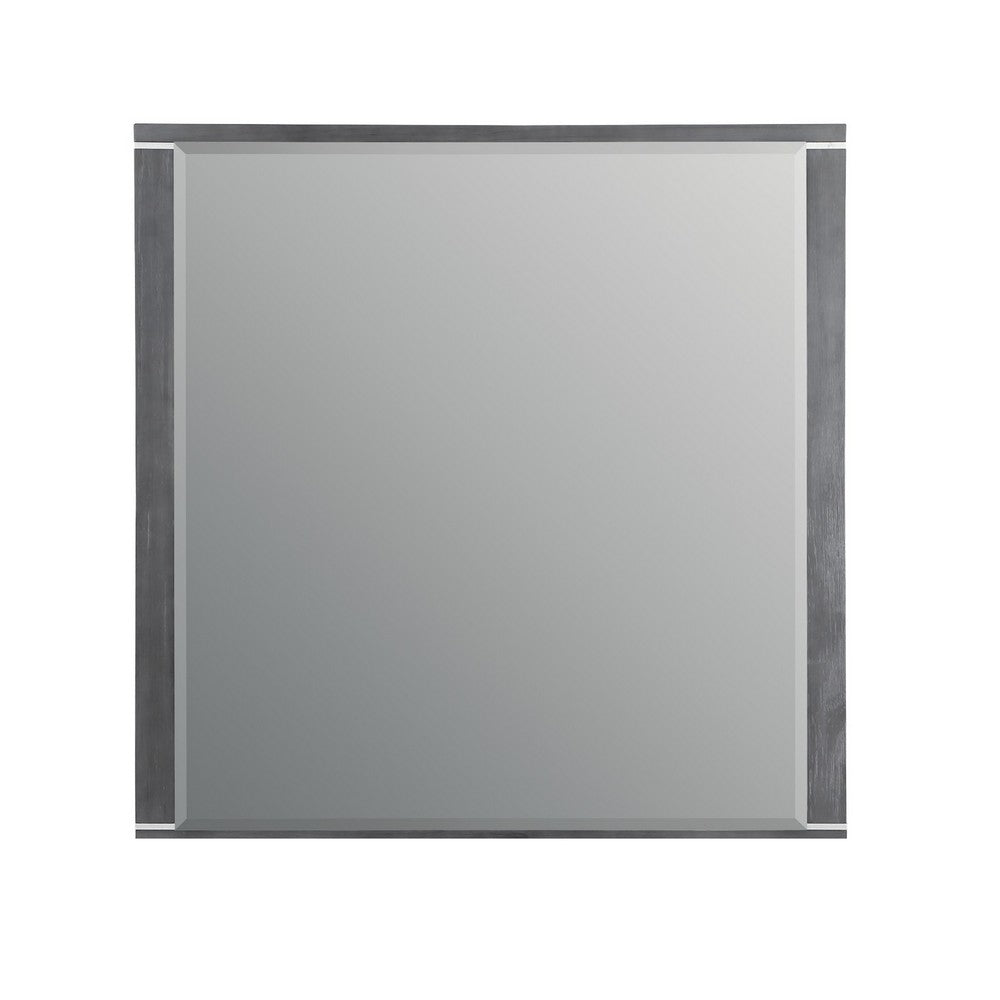 Odiy Vanity Dresser Mirror, Charcoal Gray, 42 Inch Solid Pine Wood - BM344844