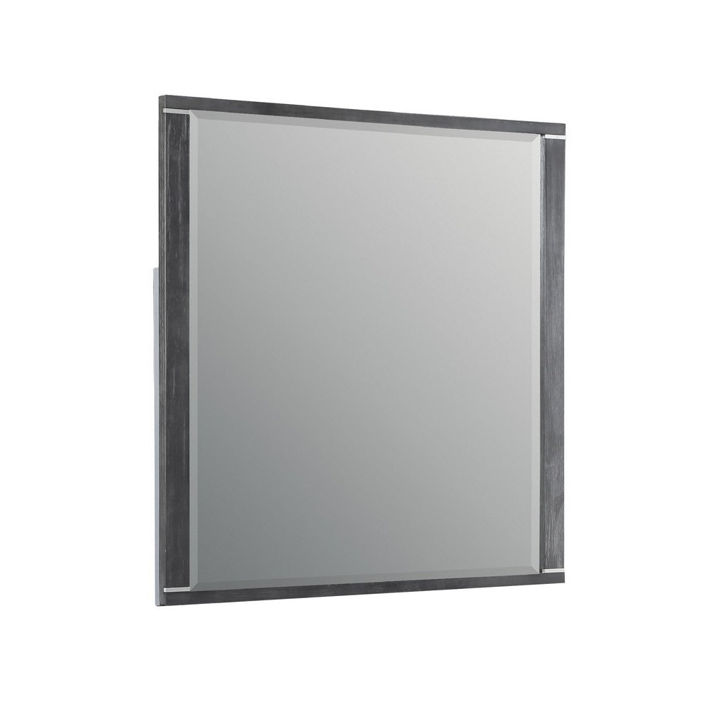Odiy Vanity Dresser Mirror, Charcoal Gray, 42 Inch Solid Pine Wood - BM344844
