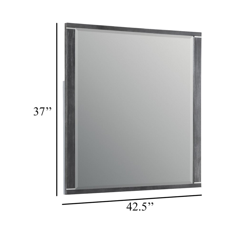 Odiy Vanity Dresser Mirror, Charcoal Gray, 42 Inch Solid Pine Wood - BM344844