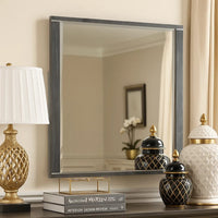 Odiy Vanity Dresser Mirror, Charcoal Gray, 42 Inch Solid Pine Wood - BM344844