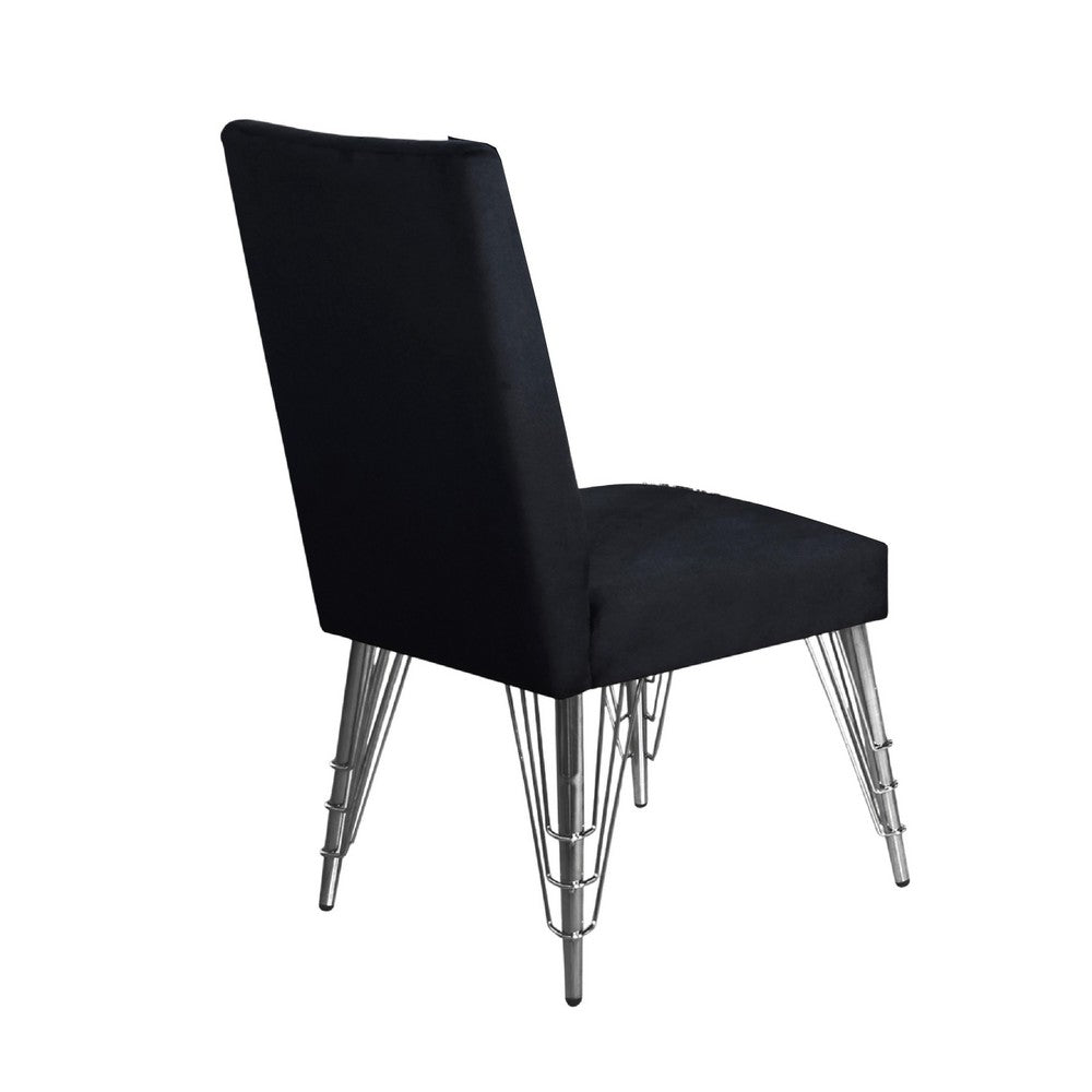Zoe Dining Side Chair Set of 2, Black Velvet Upholstery, Chrome Legs - BM344845