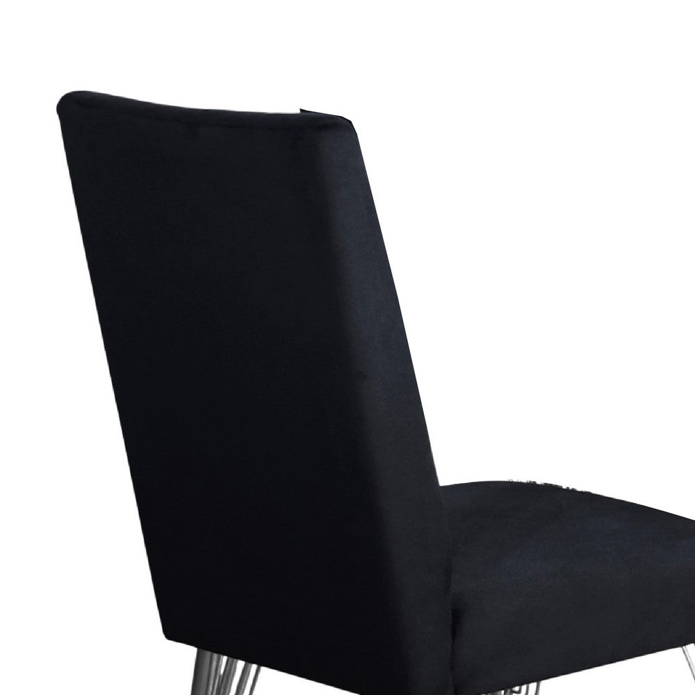Zoe Dining Side Chair Set of 2, Black Velvet Upholstery, Chrome Legs - BM344845