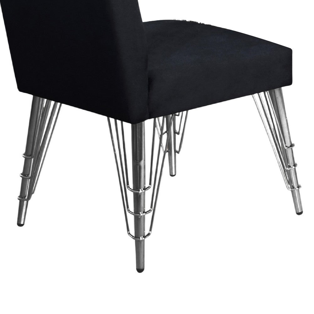 Zoe Dining Side Chair Set of 2, Black Velvet Upholstery, Chrome Legs - BM344845