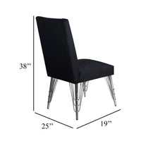 Zoe Dining Side Chair Set of 2, Black Velvet Upholstery, Chrome Legs - BM344845