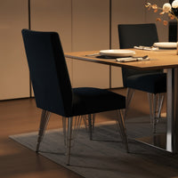 Zoe Dining Side Chair Set of 2, Black Velvet Upholstery, Chrome Legs - BM344845