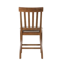 Counter Height Chair Set of 2, Brown Slatted Back, Gray Polyester - BM344846