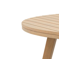 Heya Outdoor Side End Table, 20 Inch Slatted Round Top, Natural Brown - BM344847