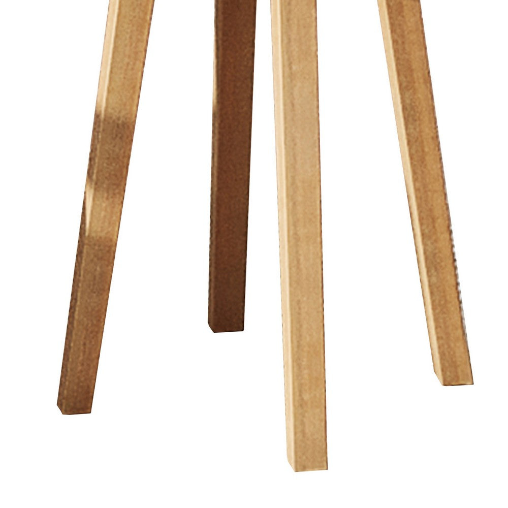 Heya Outdoor Side End Table, 20 Inch Slatted Round Top, Natural Brown - BM344847