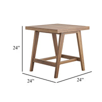 Outdoor Side End Table, 24 Inch Slatted Top, Natural Brown Acacia Wood - BM344848