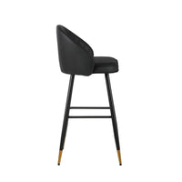 Oby Bar Height Chair Set of 2, Tufted Black Vegan Leather, Angled Legs - BM344849