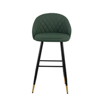 Oby Bar Height Chair Set of 2, Tufted Green Vegan Leather, Angled Legs - BM344850